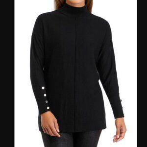 Anne Klein Long Sleeve Mock Neck Sweater Button Cuff Size XL NWT